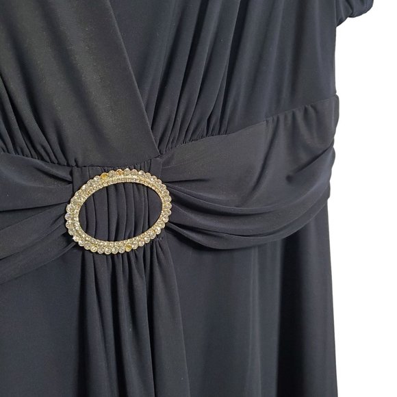 R&M Richards Size 20W Dress Pullover Stretch Fluid Jersey Midi Crystal Navy - Picture 11 of 11